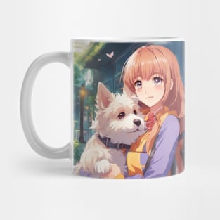 Anime Girl with a cute Dog #013 Mug